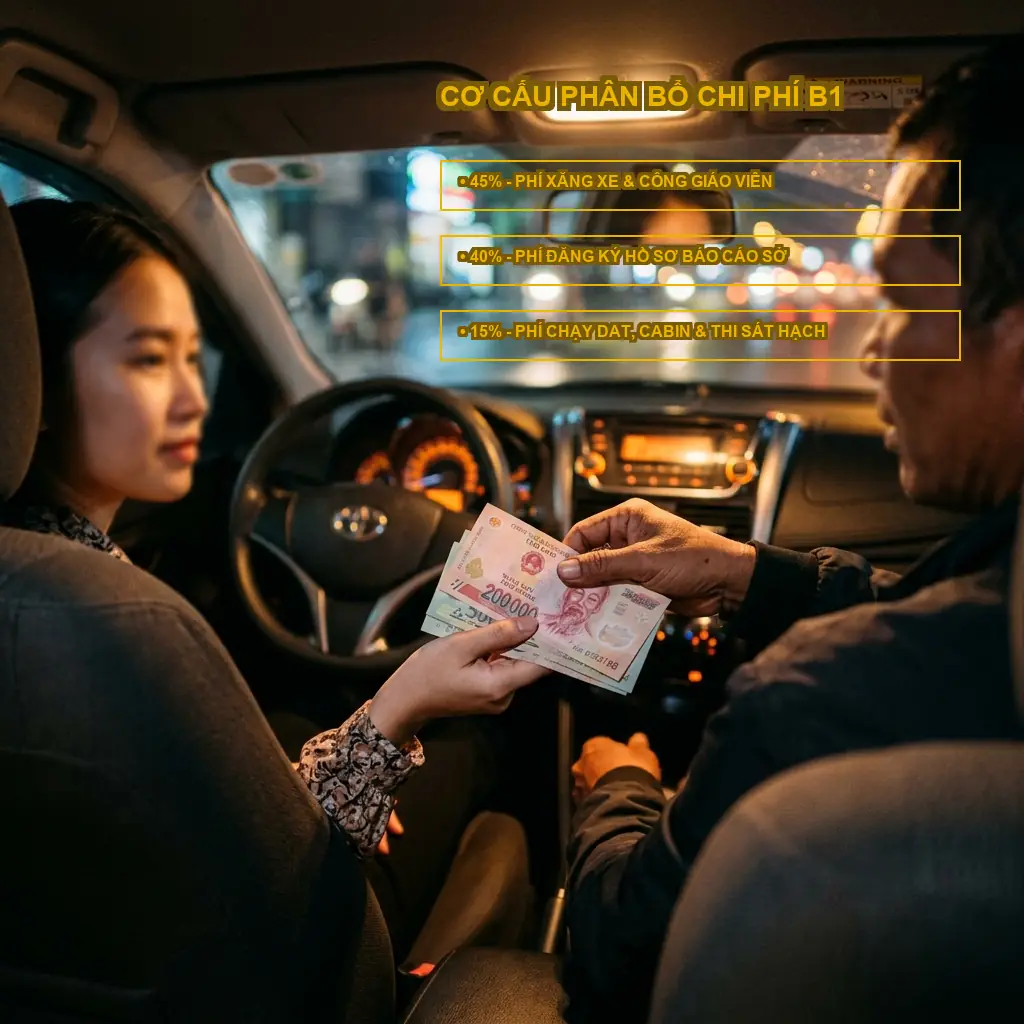 Tổng hợp chi phí học lái xe ô tô B1 trọn gói mới nhất hiện nay 2 Cơ cấu các khoản phí trong gói đào tạo bằng lái xe B1