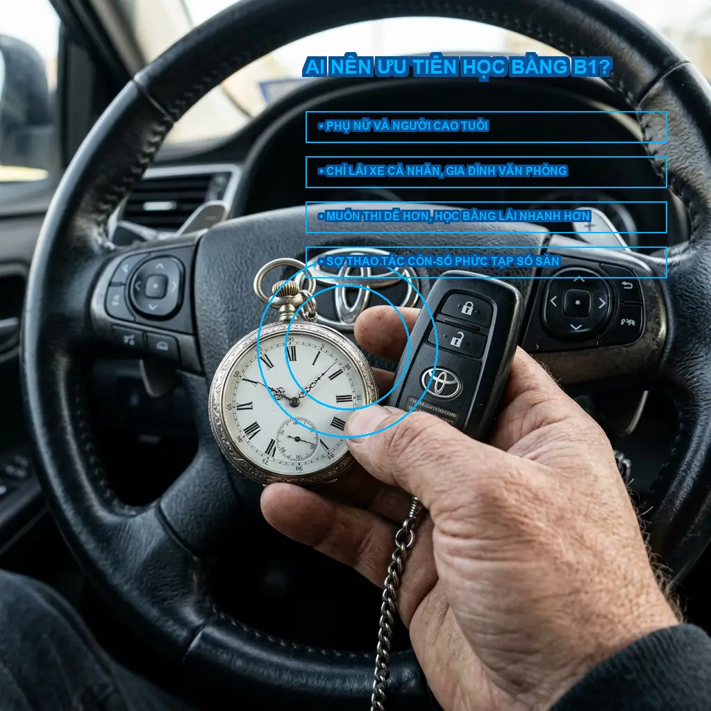 Có nên học lái xe số tự động? Khác biệt cơ bản giữa học bằng B1 và B2 3 Ai nên ưu tiên học lái xe số tự động?
