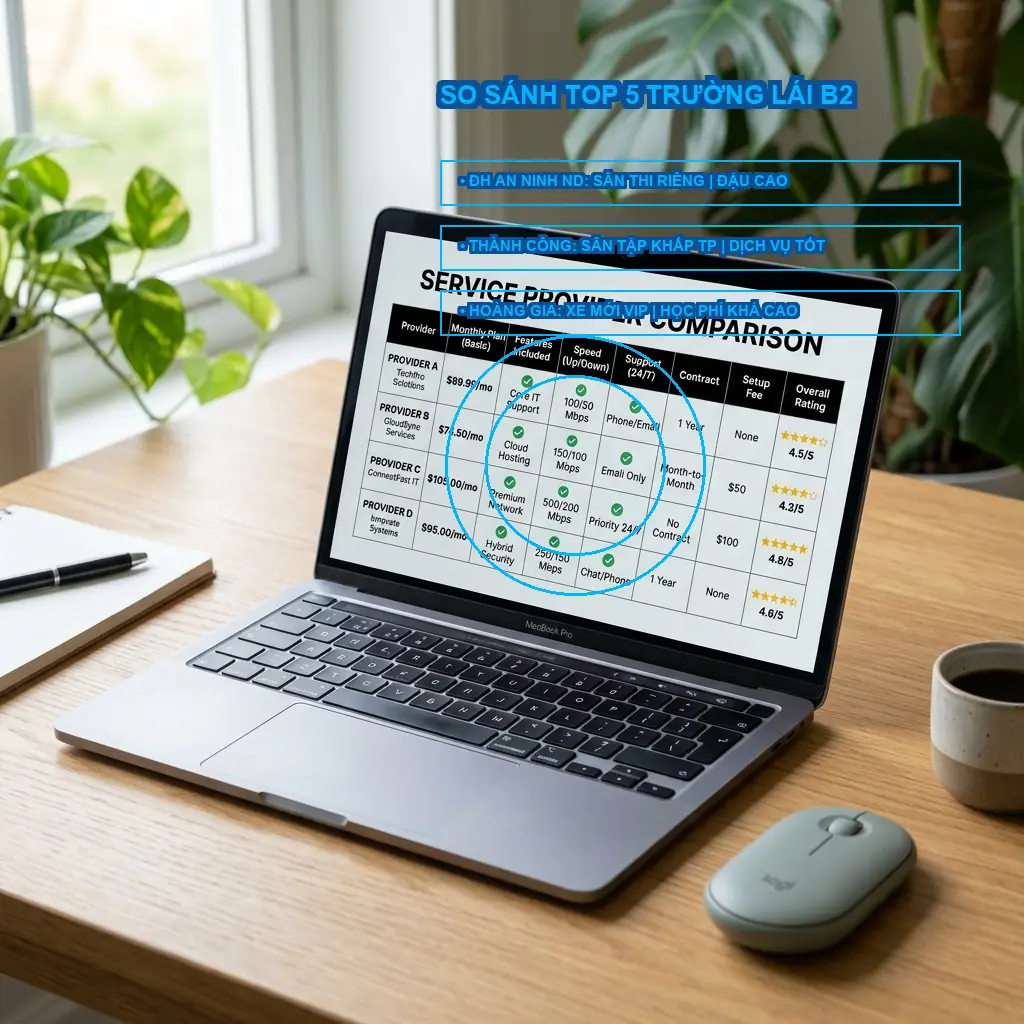 Top 5 trung tâm học lái xe B2 ở đâu tốt nhất TPHCM 3 Bảng tổng hợp so sánh Top 5 trung tâm dạy lái xe B2