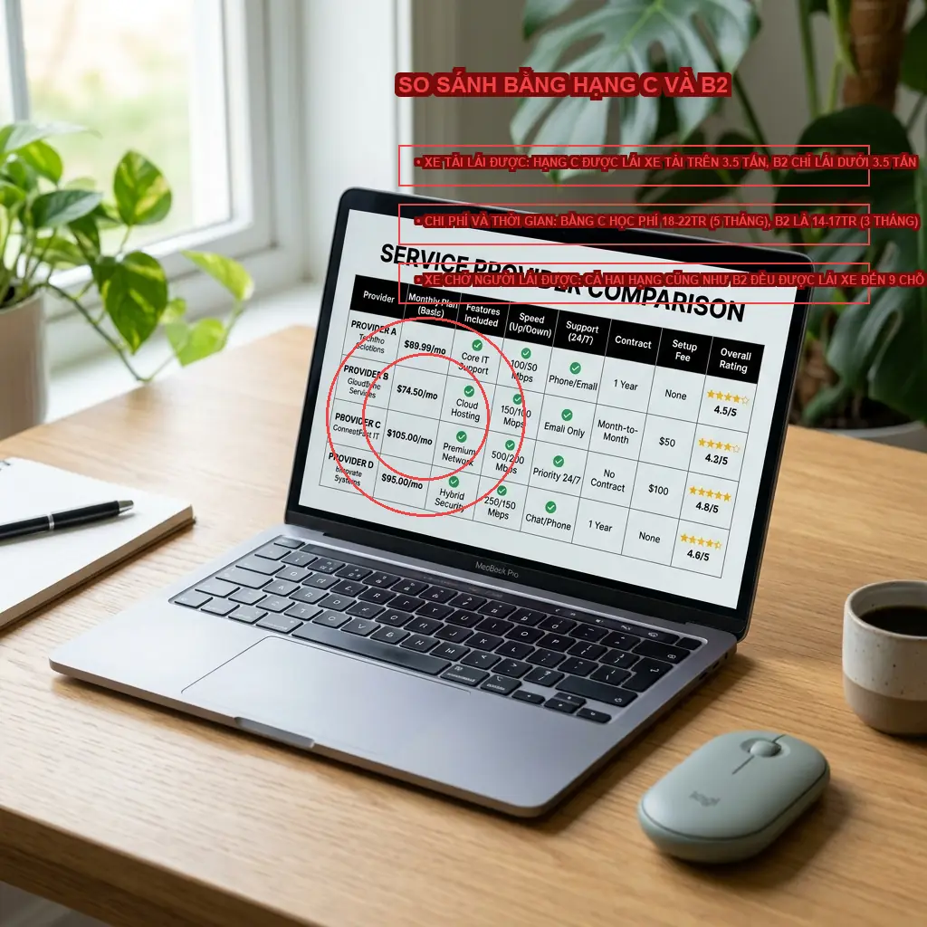 Học bằng lái xe C bao nhiêu tiền? Bảng giá trọn gói mới nhất 3 So sánh chi tiết chi phí và quyền lợi giữa bằng lái xe tải hạng C và bằng B2